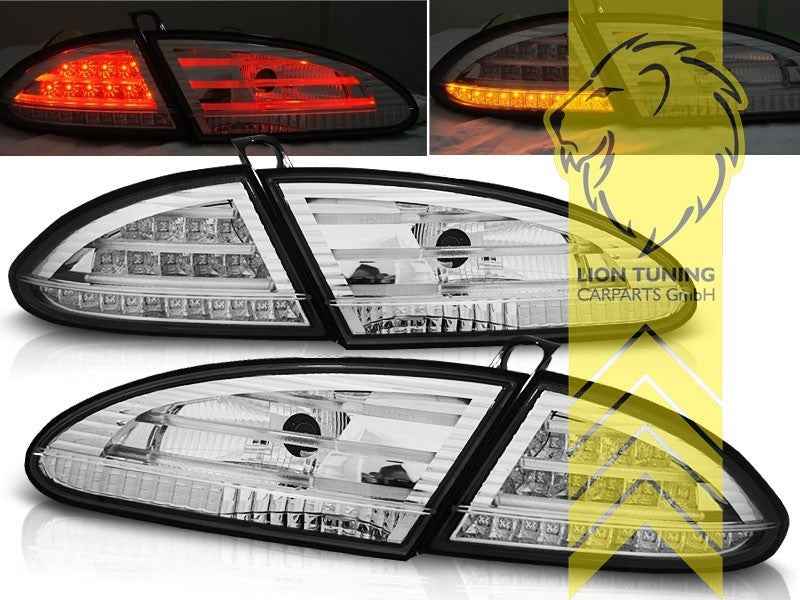 LTG Pair LED Rear Lights Lamps Seat Leon 1P 05-09 white chrome LHD