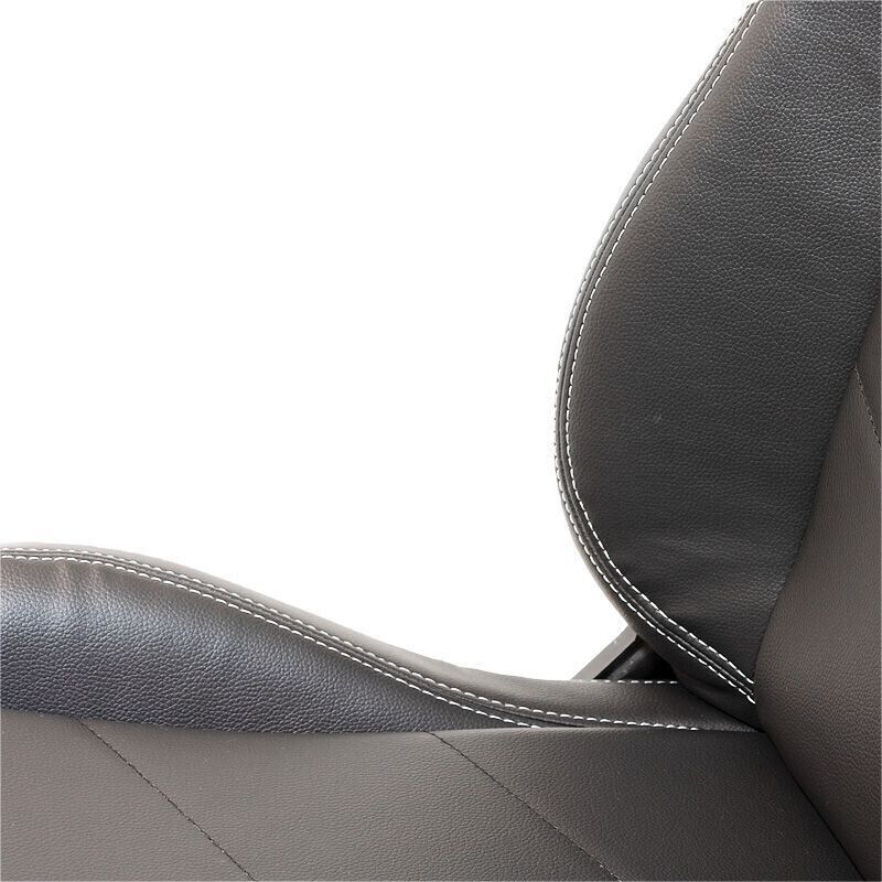 AUTOSTYLE x1 Universal Single Sports Race Bucket Seat Black Synthetic Leather with Silver Stitch + slide runners