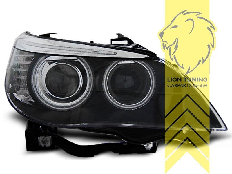 LT Pair LED DRL BMW E60 Limo E61 Touring black CCFL XENON 05-07 Headlights LHD