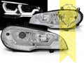 LT Pair LED DRL Lightbar 4D Halo Ring Headlights BMW X5 E70 07-13 chrome LHD