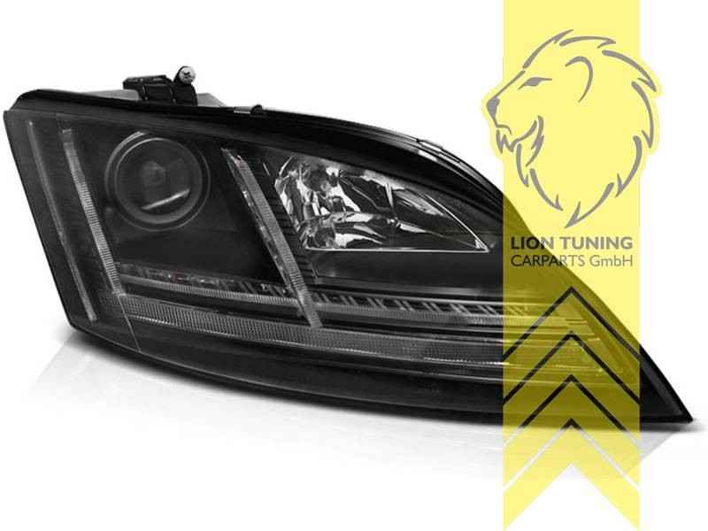 LT Pair LED Halo DRL Lightbar Headlights Audi TT 8J 06-10 Coupe Cabrio black LHD