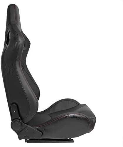 Pair ATS RK x2 Universal Sports Bucket Seats Black Red Stitch +runners UK STOCK