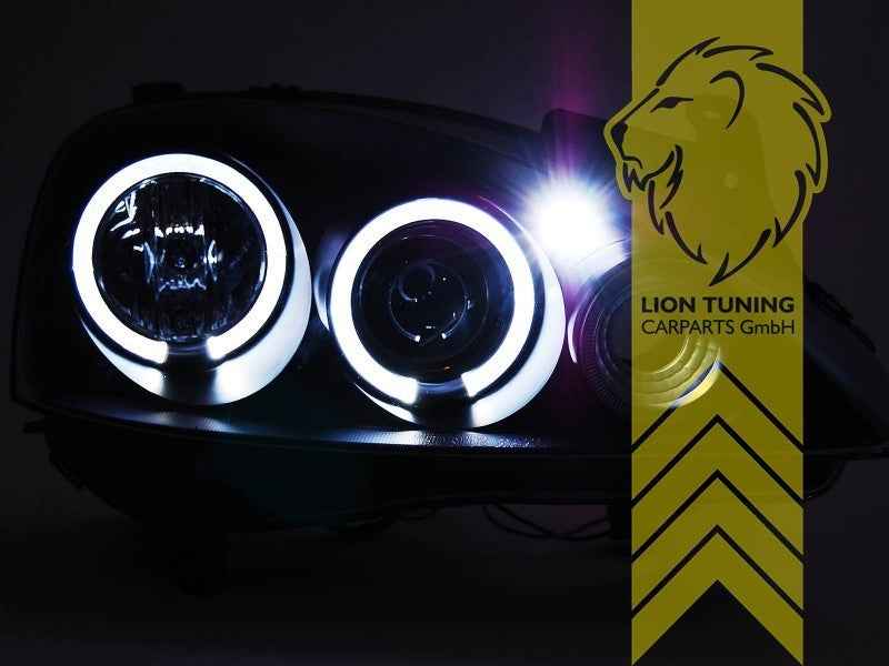 LTG Pair LED DRL Halo Ring Headlights Opel Corsa C Combo C 00-12 FL black LHD