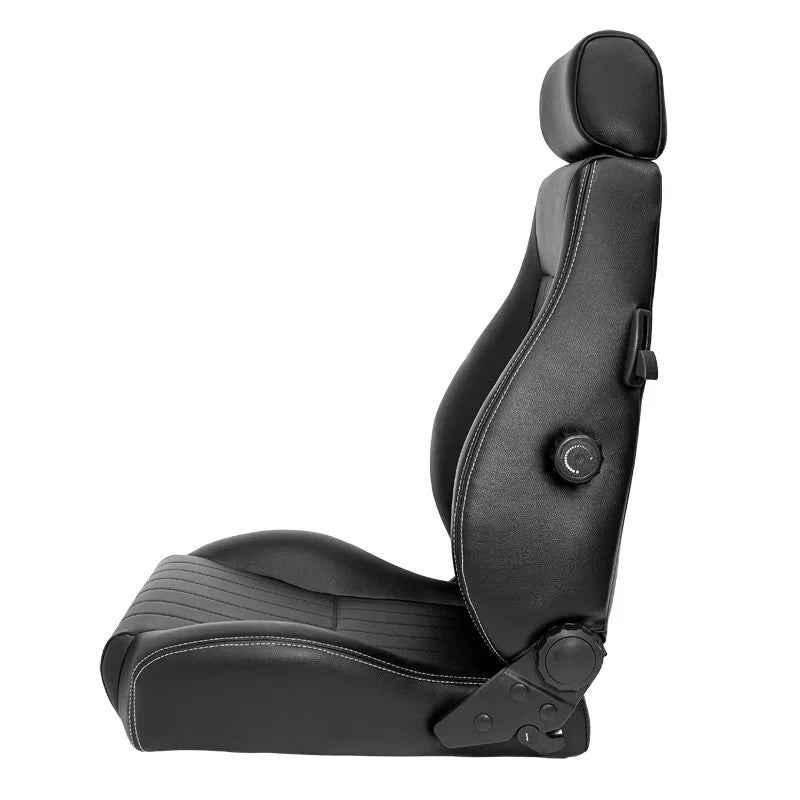 ATST x1 Retro Universal Classic Bucket Seats Black Synth Silver Stitch + slides