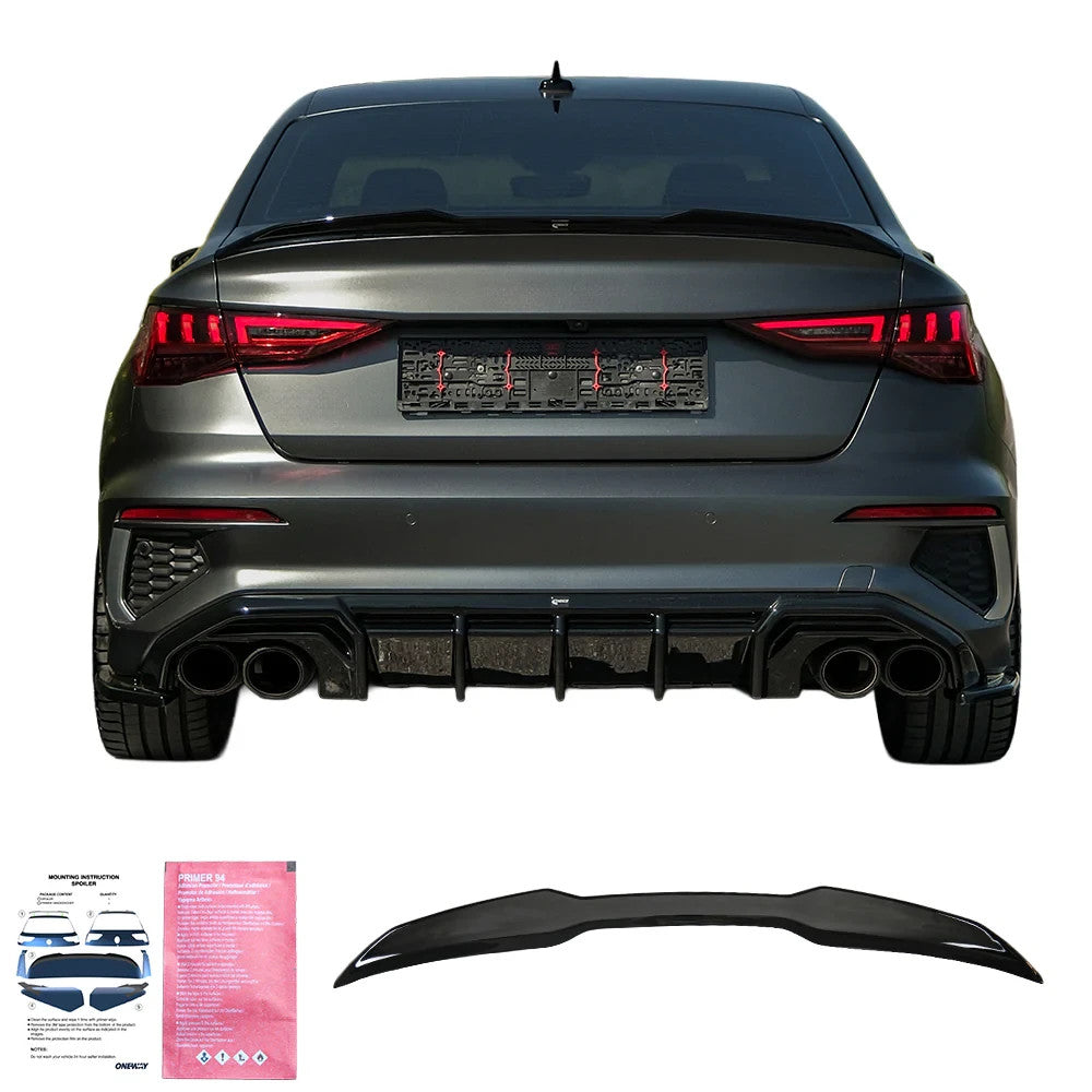 OW Rear Roof Spoiler Wing AUDI A3 S-Line S3 RS3 8Y 20-24 Sedan Gloss Black