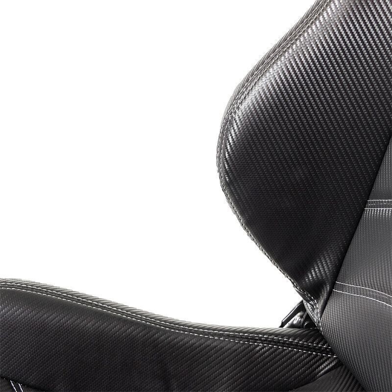 Auto-Style x1 Universal Carbon Fibre Weave Bucket Seat Black Synthetic leather +slides