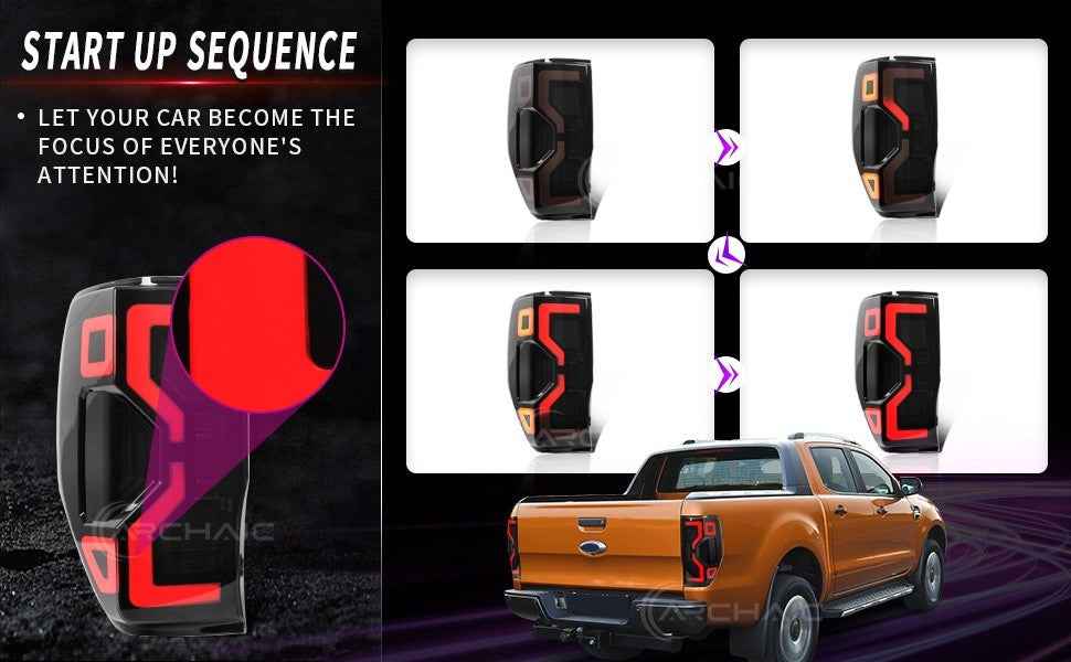 AC Pair Seq Animated LED DRL Rear lights Tail Lamps Ford Ranger T6 T7 12-21