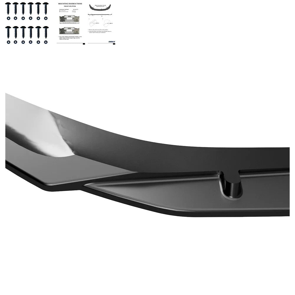 OW Front Bumper Lip Splitter VW AUDI A4 B9 Facelift 2019-2024 Gloss Black