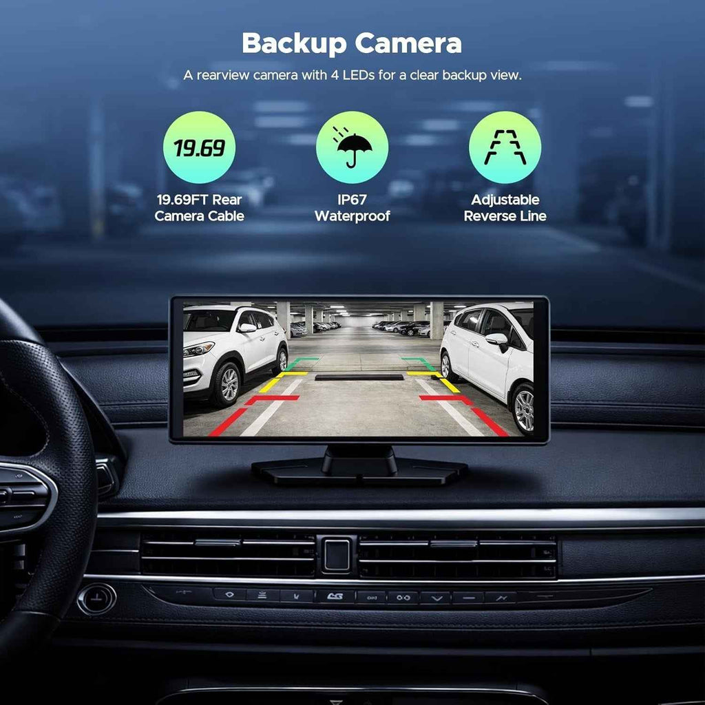 LO 9.26" Touch Screen 2.5K Dash Cam Car Stereo Carplay Android GPS + Rear Camera