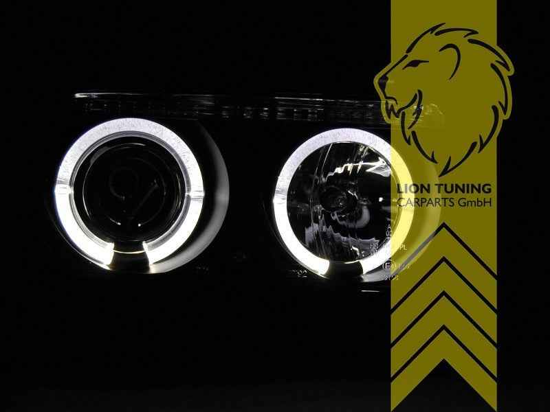 LTG Pair LED DRL Halo Ring Headlights VW Vento 1H2 91-98 Chrome LHD