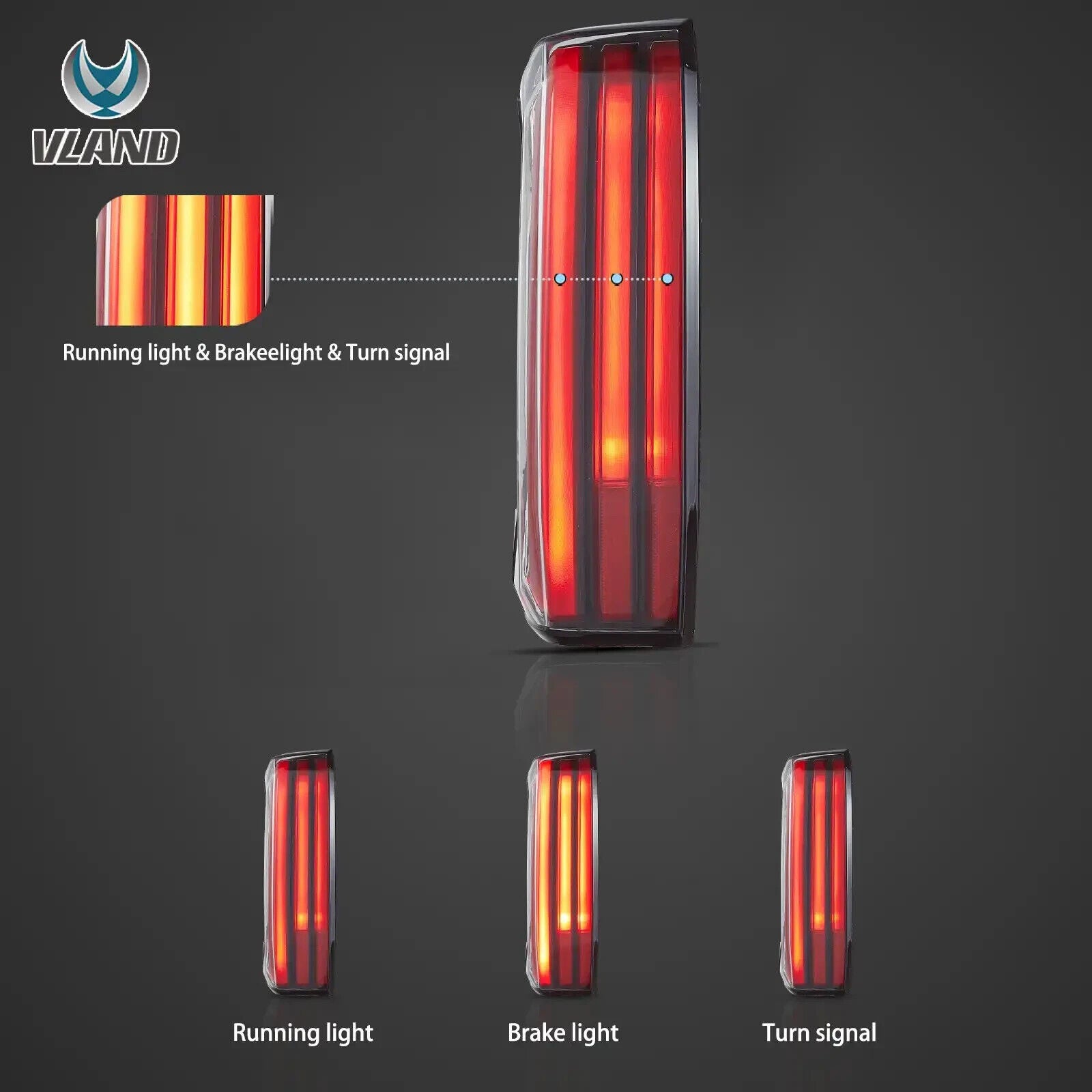 VLAND 22+ Toyota Tundra Full LED Lightbar Rear Lights Tail Start-up Animation