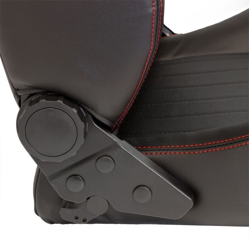 x1 Autostyle Black Classic Car Retro Kit Sports Car Bucket Seat Red Stitch