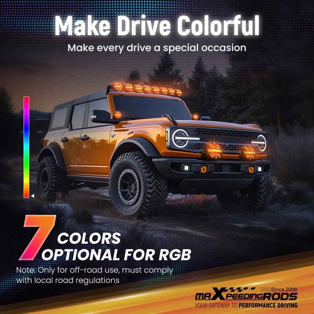 MXPR 5" 212W LED Headlights Fog Lights Spot Beam RGB DRL Round Pod Lamps