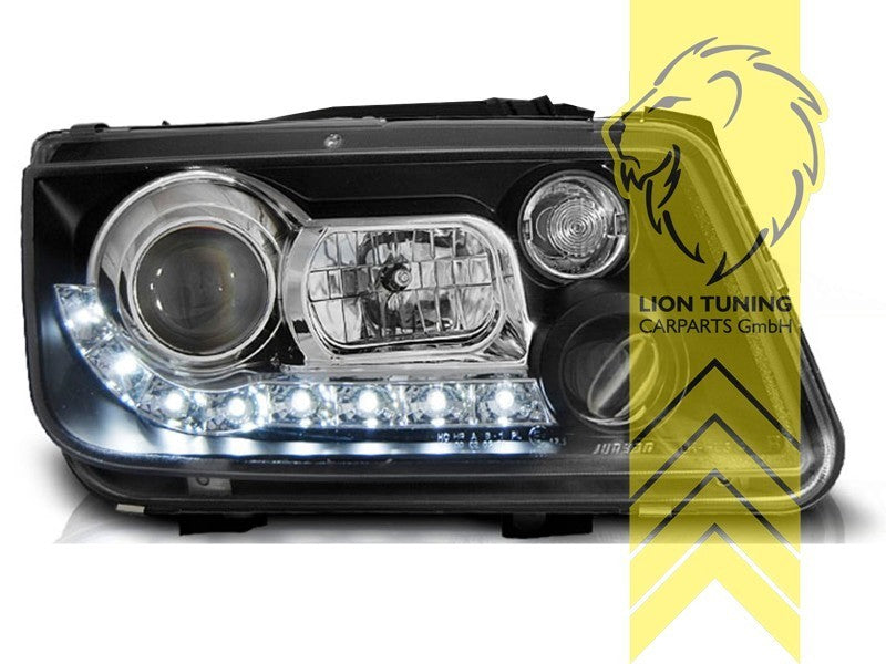LTG LED Light Bar Headlights VW Bora 1J2 1J6 sedan variant black 98-05 LHD