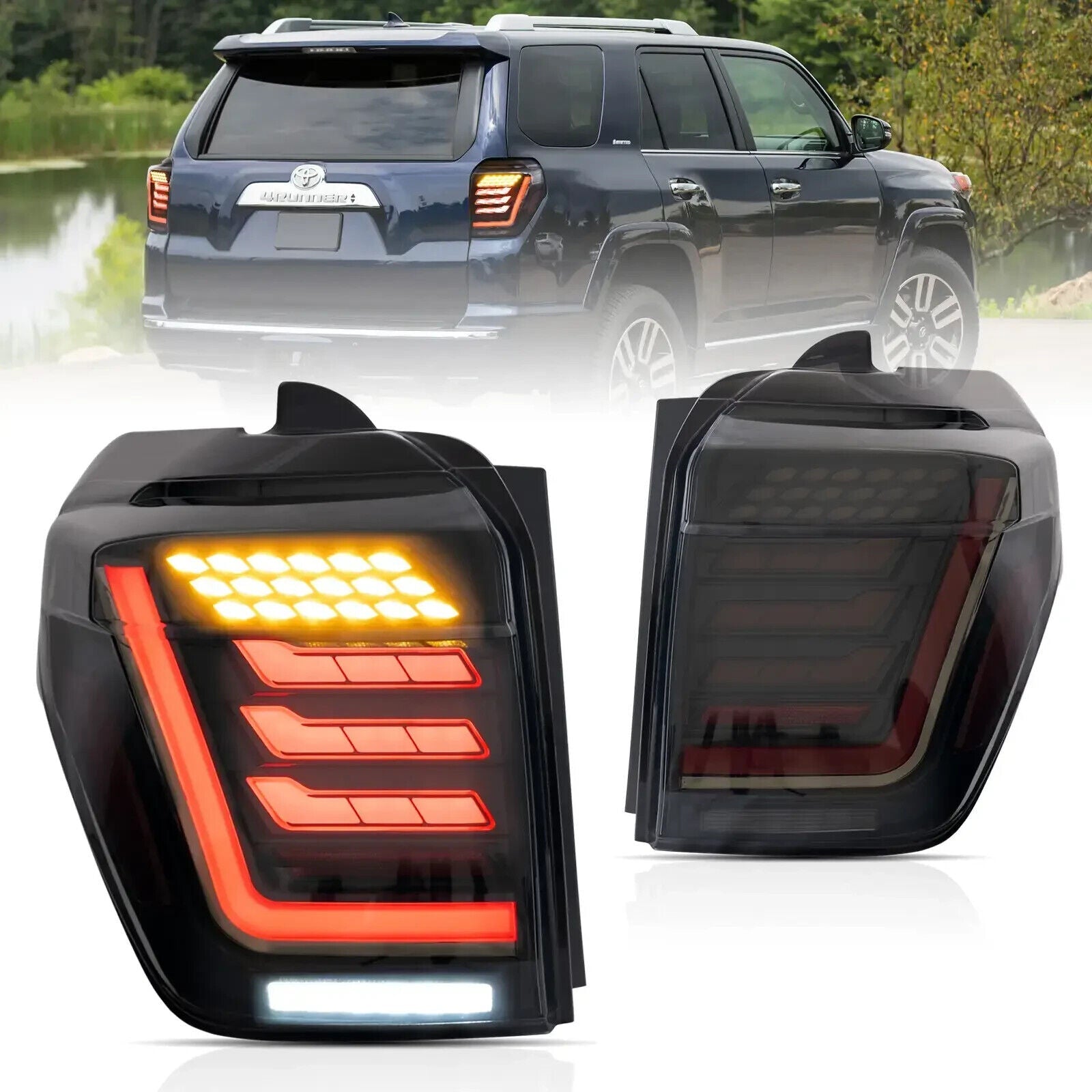VLAND 10-23 Toyota 4Runner 5 MK5 N280 LED Lightbar Rear Lights DYNAMIC WELCOME Tail Lamps