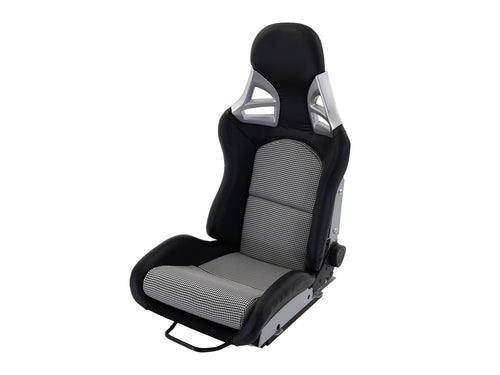 DTK Pair Universal Aftermaket PORSCHE Style 3 Bucket Seats black textile slides