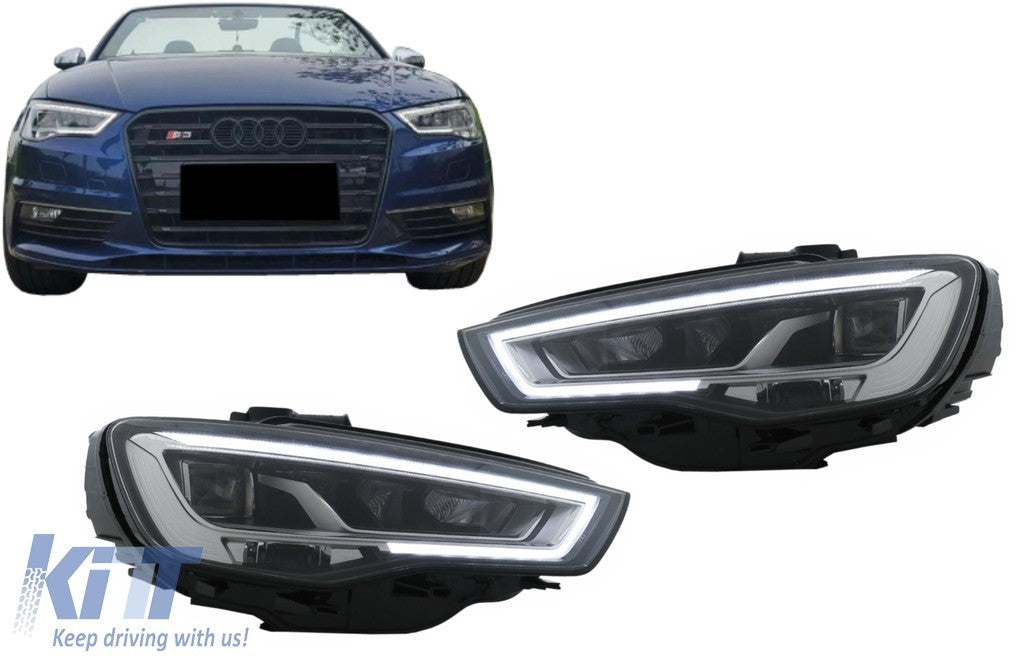 KT LUXE Pair Full LED DRL Seq Dyna Headlights Audi A3 8V Pre-Facelift 13-16 LHD