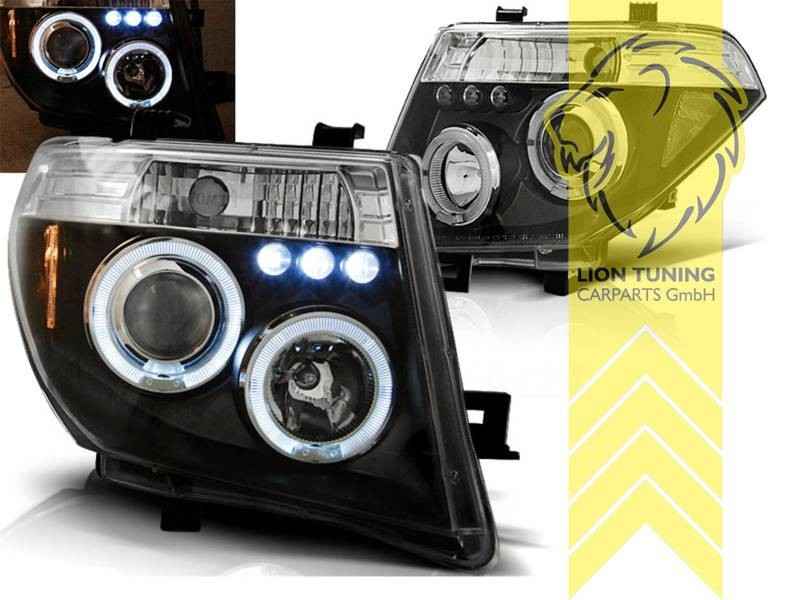 LTG Aftermarket LED Halo DRL Headlights Navara Pathfinder D40 Black EXPORT ONLY