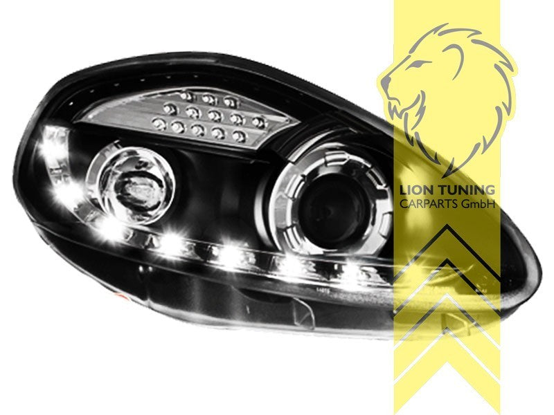 LTG Pair LED DRL Lightbar Headlights Fiat Grande Punto type 199 05-08 black LHD