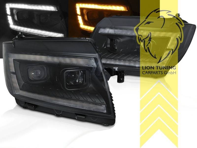 LTG Pair Full LED DRL Lightbar Headlights VW Crafter 2 SY Bus Van 16+ black LHD