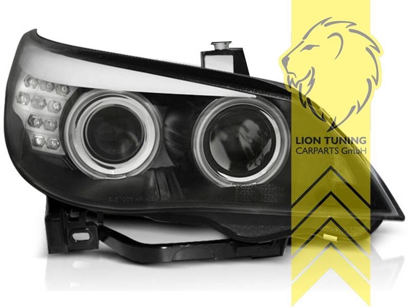LT LED DRL BMW E60 Limo E61 Touring black XENON 03-04 Headlights 03-07 LHD
