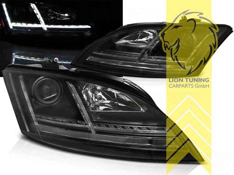 LT Pair LED Halo DRL Lightbar Headlights Audi TT 8J 06-10 Coupe Cabrio black LHD