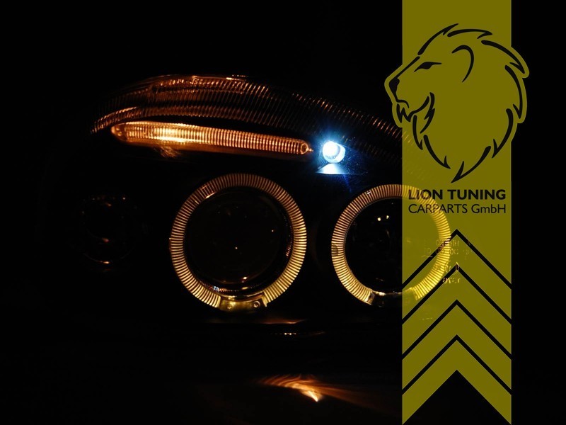 LTG Pair LED DRL Halo Ring Headlights Opel Corsa B Combo B 71 93-01 Black LHD