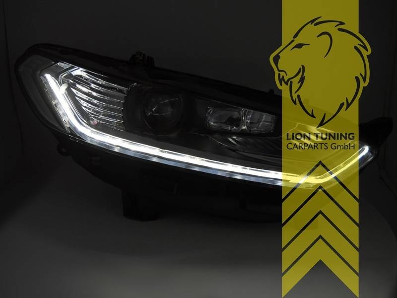 LTG Pair LED DRL Lightbar Headlights Ford Mondeo 5 14-19 black LHD EXPORT ONLY