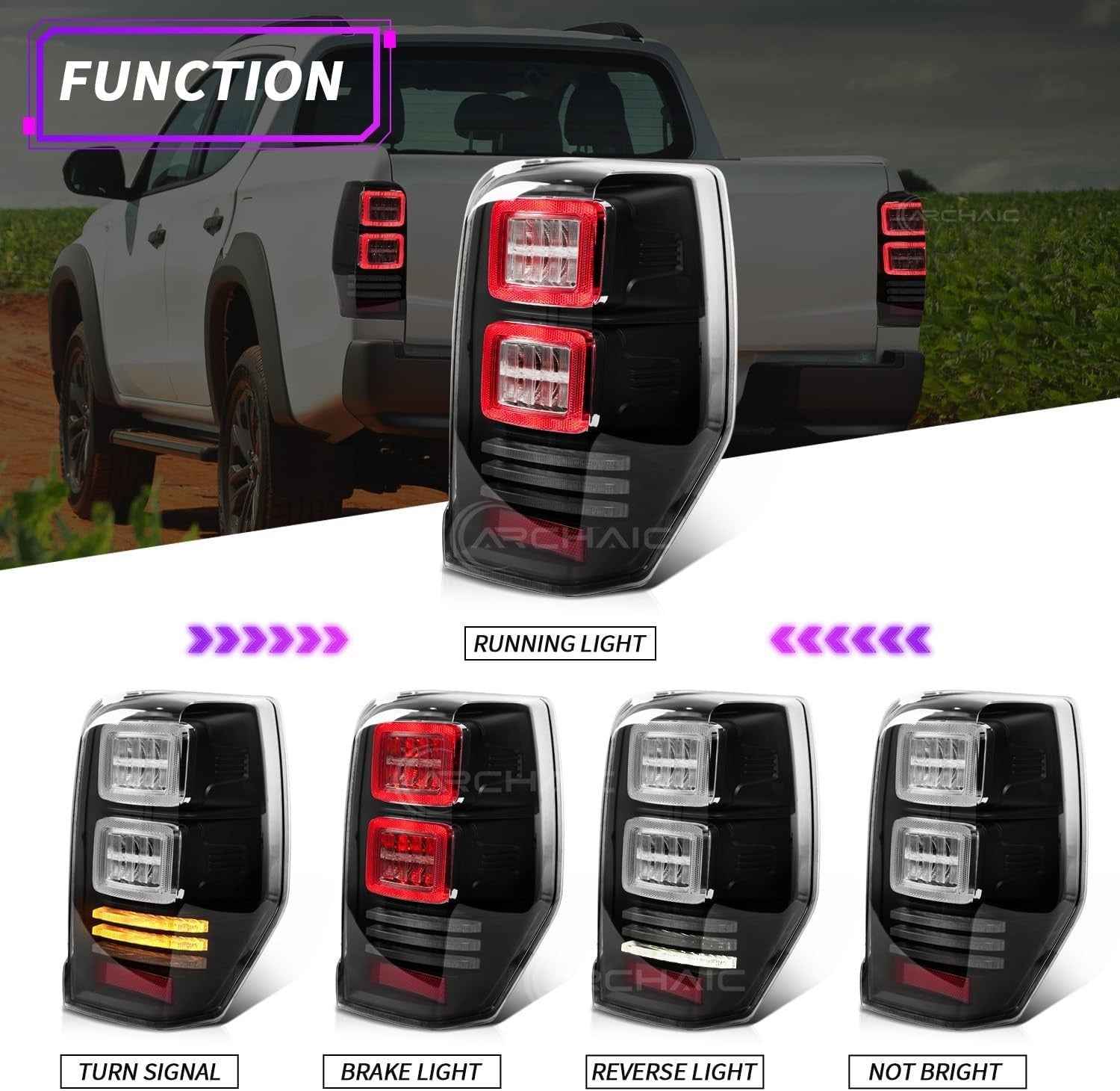 AC Pair Seq LED DRL Rear lights Tail Lamps Mitsubishi L200 Pickup 6 KL6T 19-24