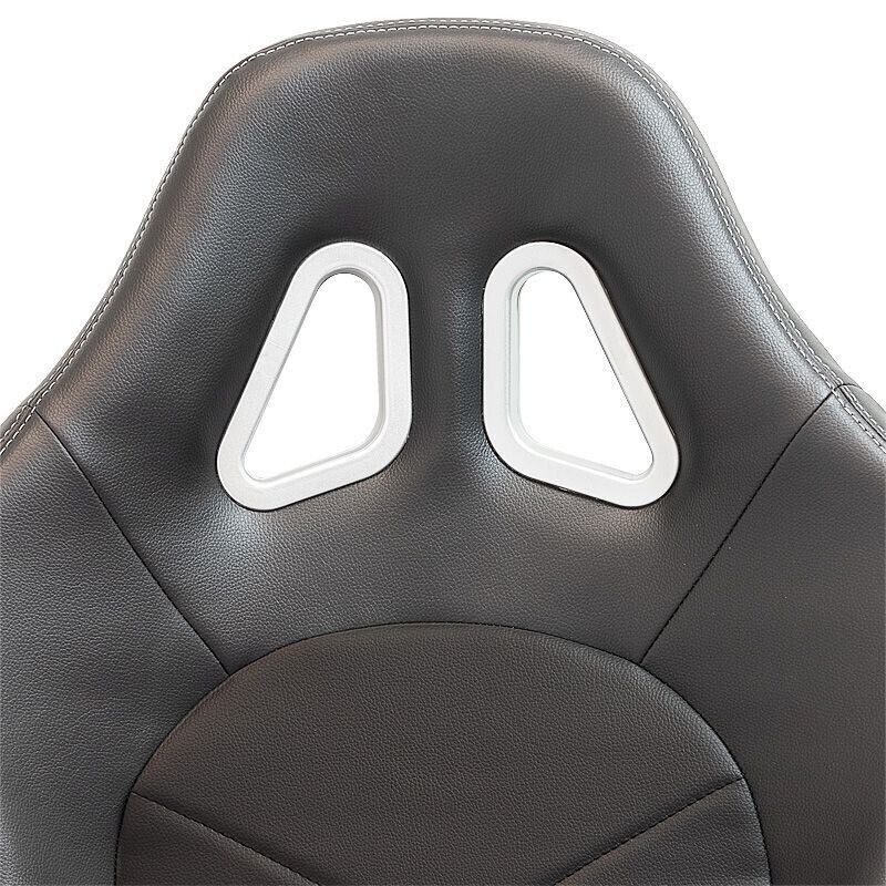 AUTOSTYLE x1 Universal Single Sports Race Bucket Seat Black Synthetic Leather with Silver Stitch + slide runners