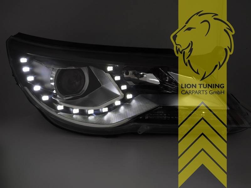 LTG Pair LED DRL Lightbar Headlights VW Tiguan 5N 07-11 black LHD EXPORT ONLY