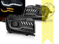 LTG Pair LED Halo DRL Headlights Chevrolet Camaro 5 09-13 Black EXPORT ONLY