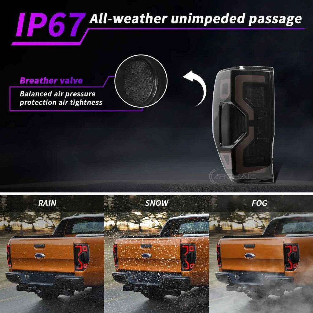 AC Pair Seq Animated LED DRL Rear lights Tail Lamps Ford Ranger T6 T7 12-21