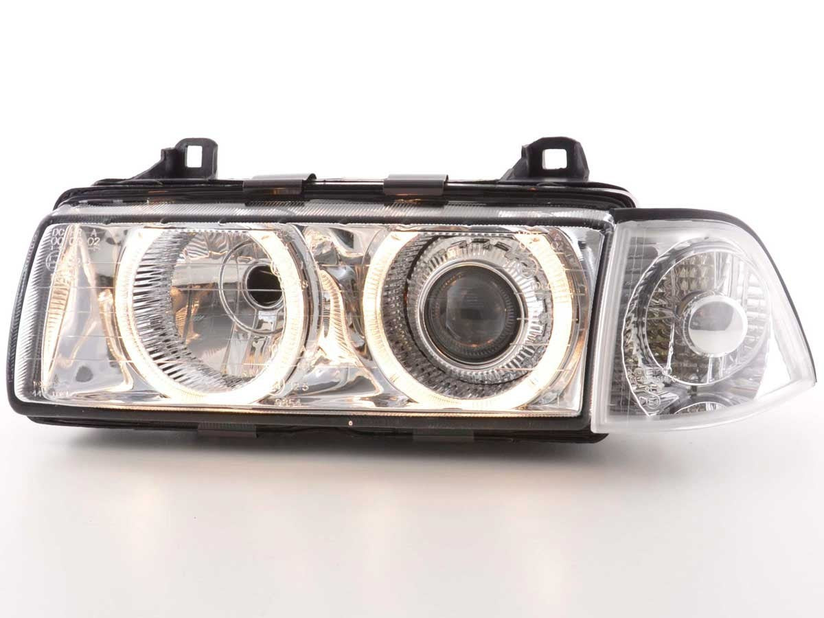 FKA Pair Xenon Angel Eyes Headlights E36 92-98 chrome DEPO Universal RHD LHD