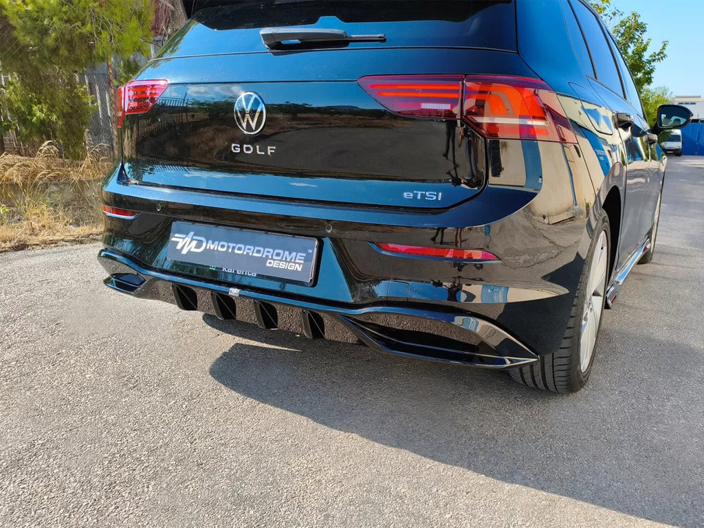 Motordrome Design Rear Bumper Diffuser VW Golf Mk8 + Facelift 19+ Gloss Blk