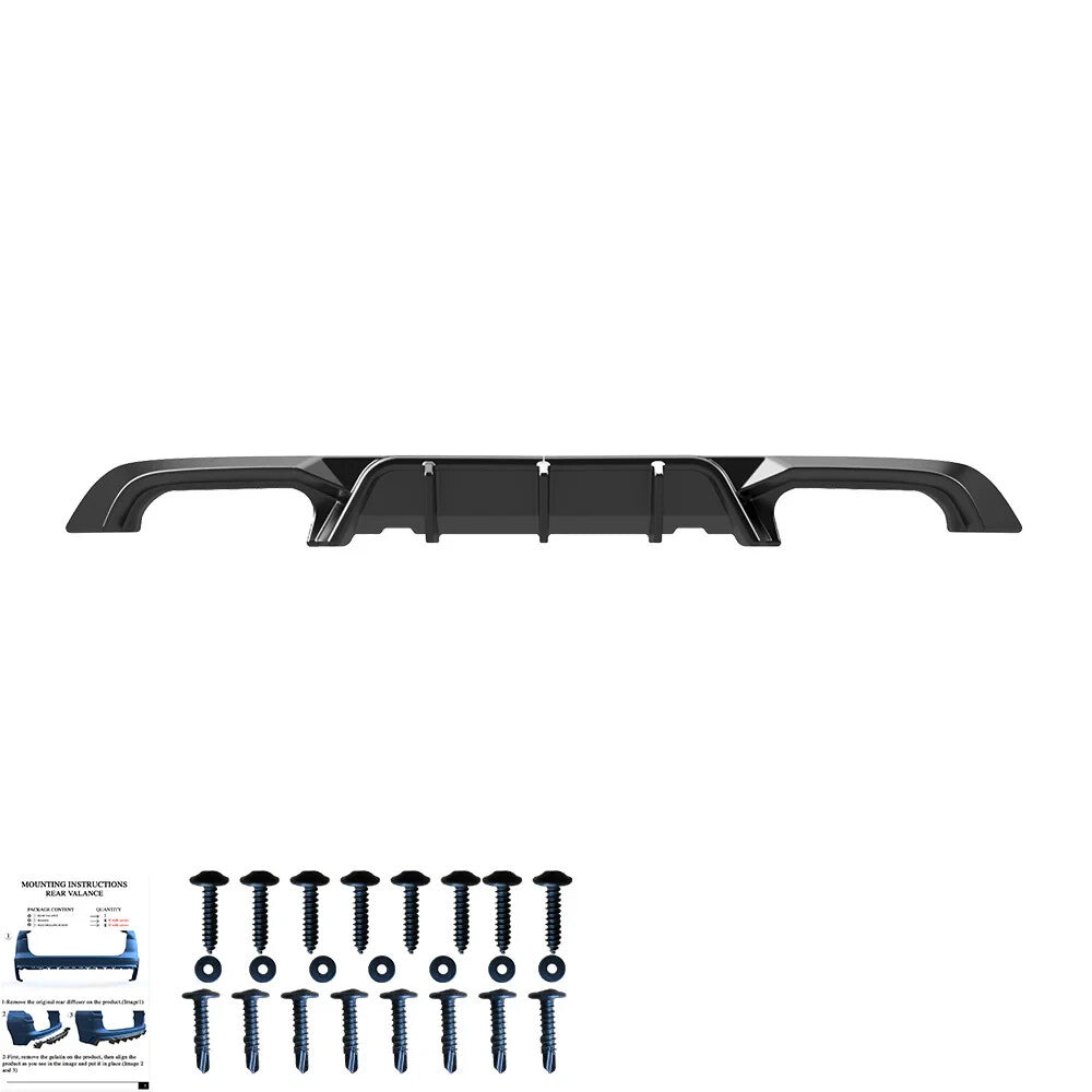 OW Rear Diffuser Valance VW Golf MK 7 R 13-16 Gloss Black ABS
