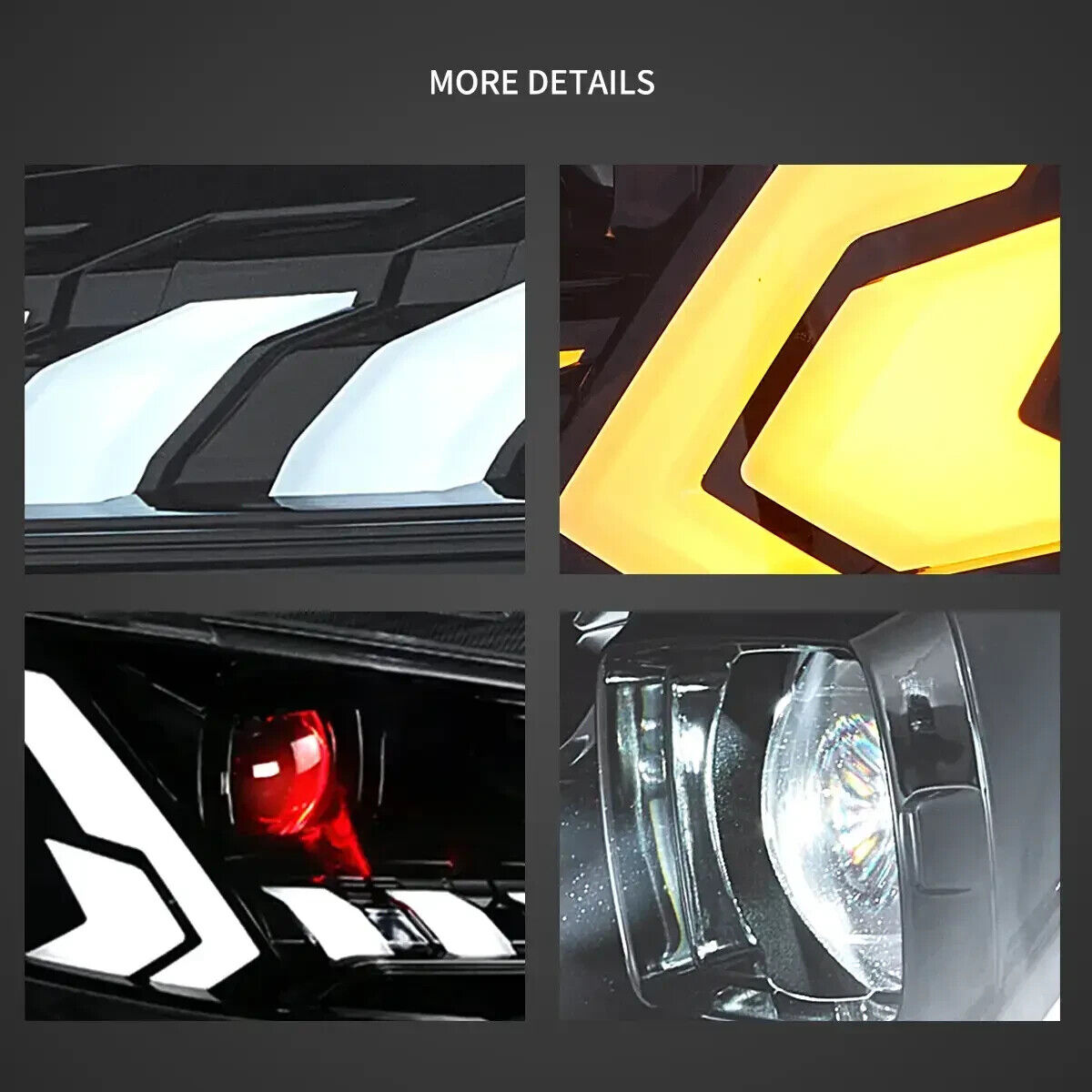 VLAND Pair 08-17 Mitsubishi Lancer Evo X DYNAM LED DRL Lightbar Demon Eyes Headlights LHD