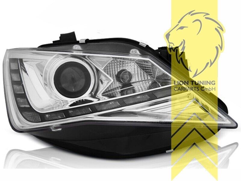 LT LED DRL Halo Lightbar Headlights Seat Ibiza 6J 6J1 6J5 6J8 12-16 Chome LHD