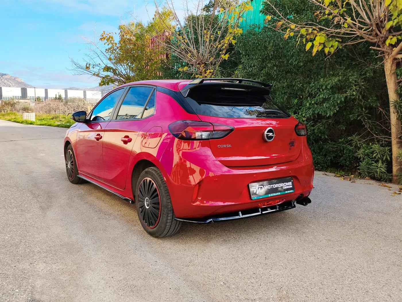 Motordrome Design Rear Bumper Splitter Diffusor Opel Corsa F 19+ Glossy Black