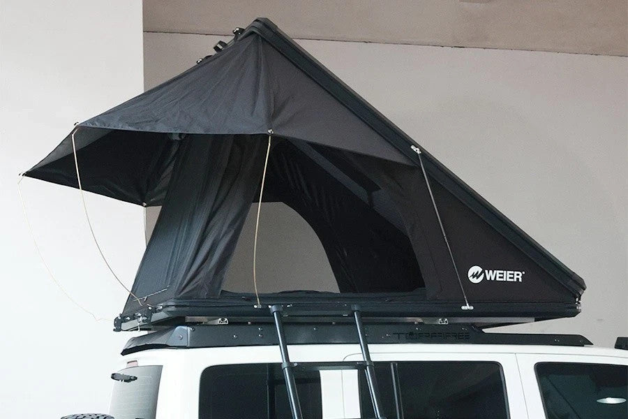 WEIER Aluminum Clamshell Hard Shell Triangle Roof Top Tent 2P + Mattress Ladder