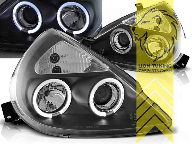 LTG Pair LED DRL Halo Headlights Ford KA RB 96-08 Black LHD