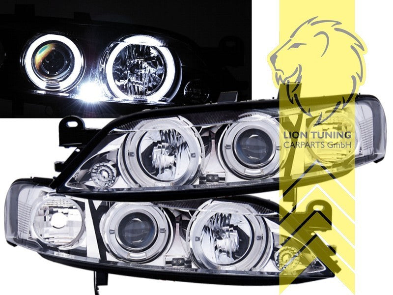LT Pair LED Halogen Halo Ring Headlights Opel Vectra B 95-98 sedan caravan LHD