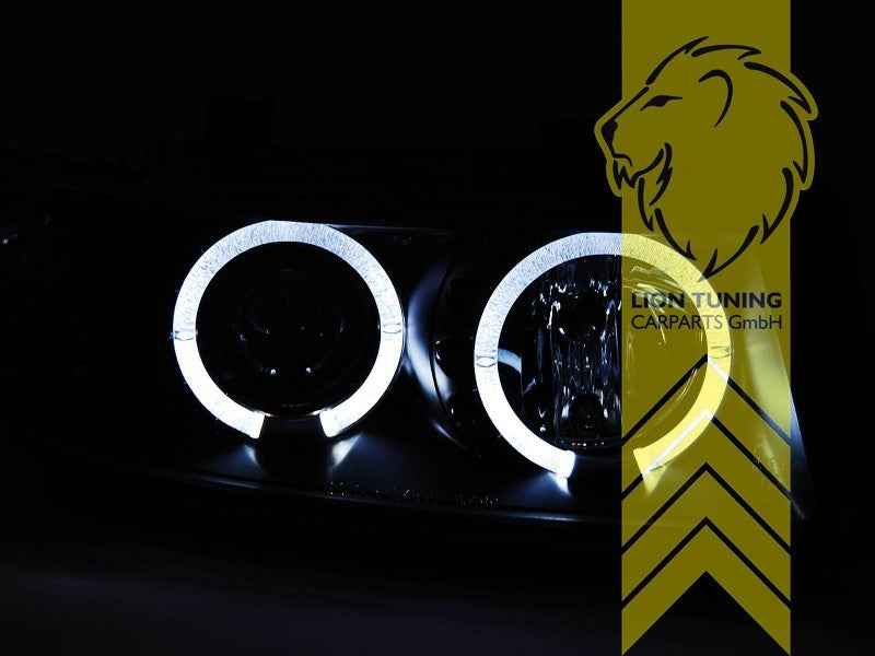 LTG Pair LED DRL Halo Ring Headlights Seat Leon 1M Toledo 2 98-06 black LHD