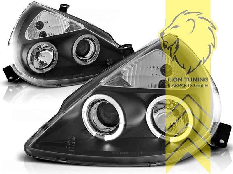 LTG Pair LED DRL Halo Headlights Ford KA RB 96-08 Black LHD