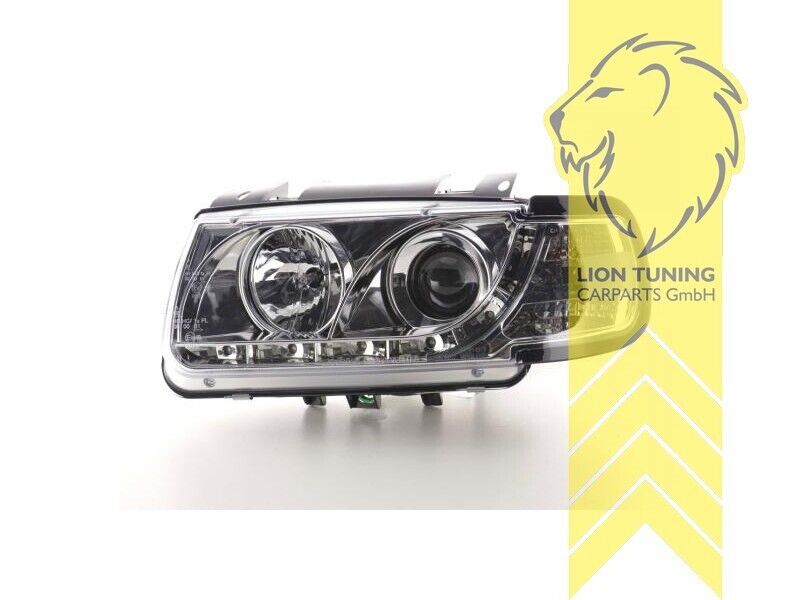 LT Pair LED DRL Halo Lightbar Headlights Headlamps VW Polo 6N2 Chrome 94-99 LHD
