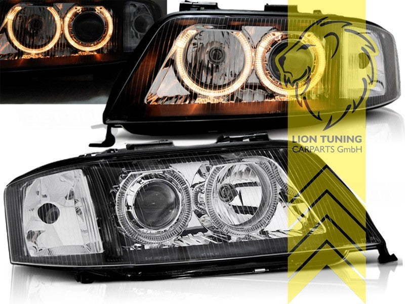 LT Pair LED DRL Halo Headlights Audi A6 C5 4B 99-01 Sedan Avant black