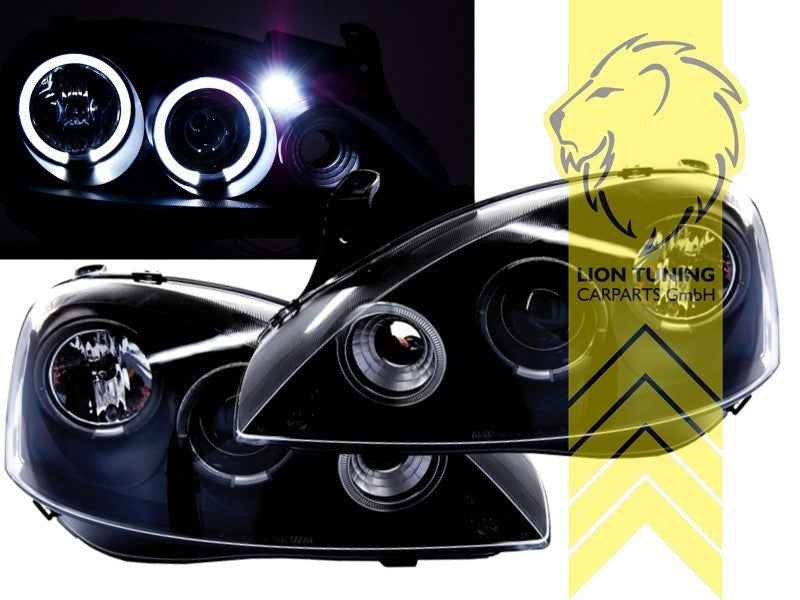 LTG Pair LED DRL Halo Ring Headlights Opel Corsa C Combo C 00-12 FL black LHD
