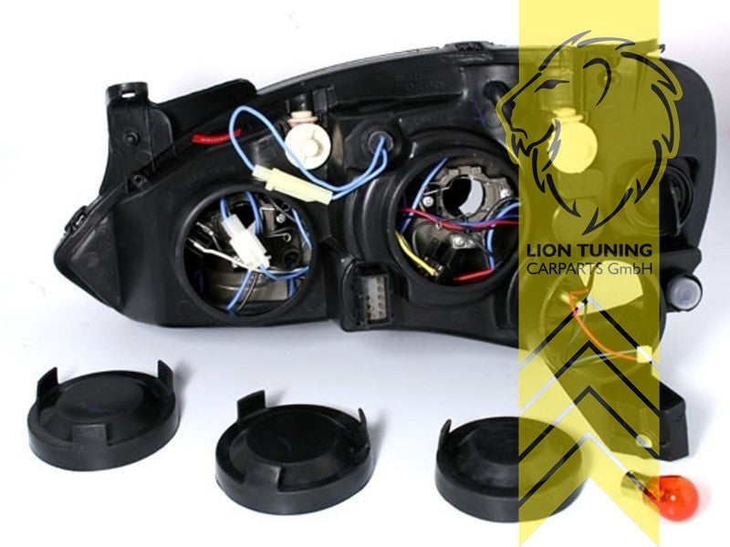 LTG DEPO Pair LED DRL Halo Ring Headlights Opel Corsa C Combo C 00-12 black LHD