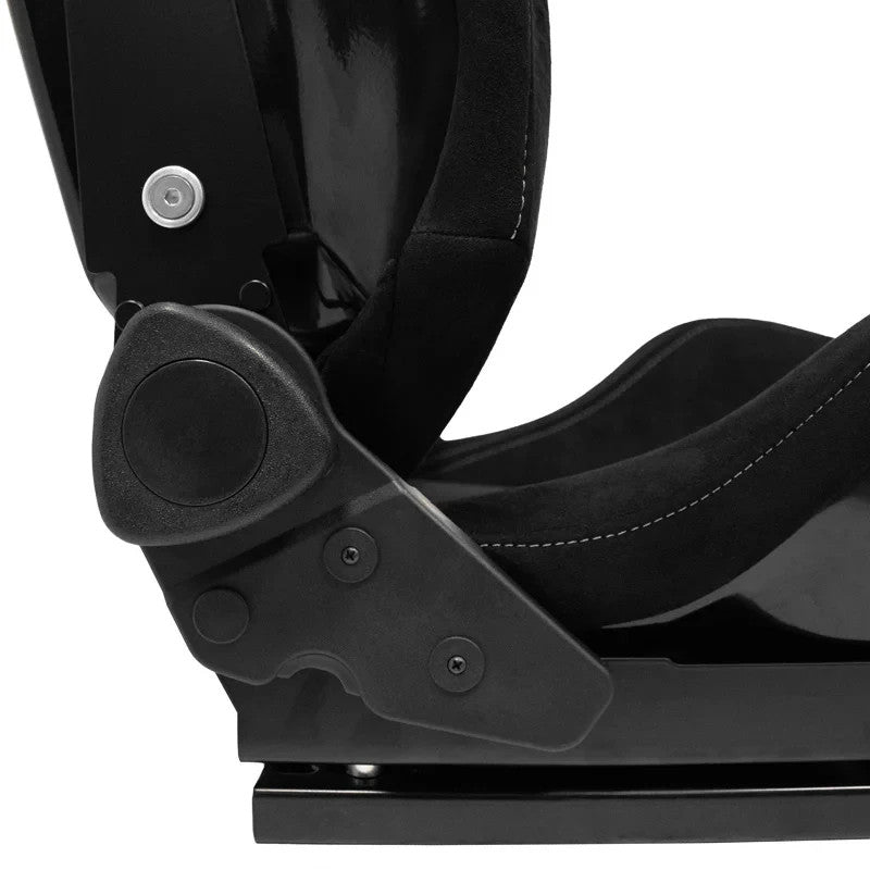 ATS x1 (Sold Individually) Universal Recline Bucket Seat ‎Black Suede + Grey Mesh Fabric + runners Car / 4x4 / Van / Camper / Race Sim