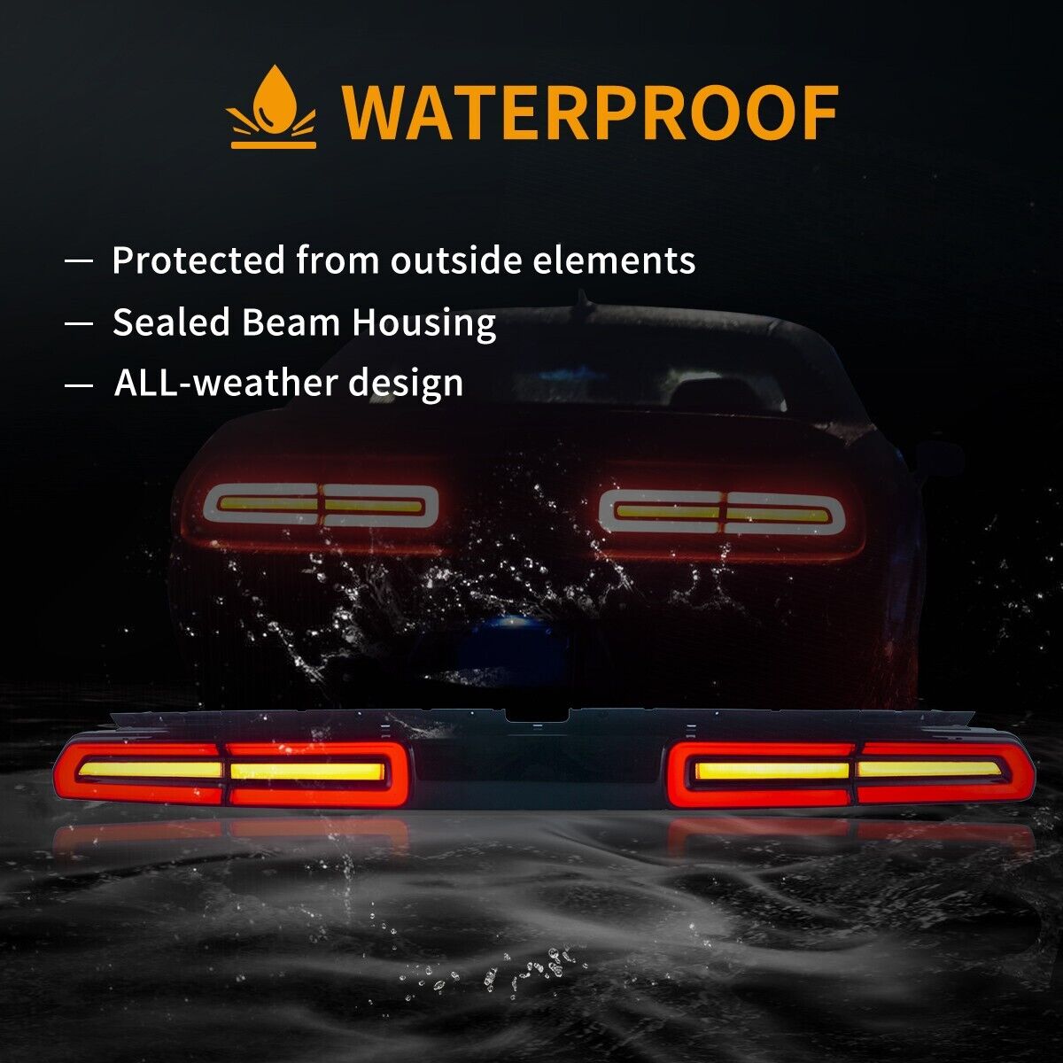 VLAND 08-14 Dodge Challenger 3 MK3 LC Dynamic Lightbar LED DRL Rear Lights